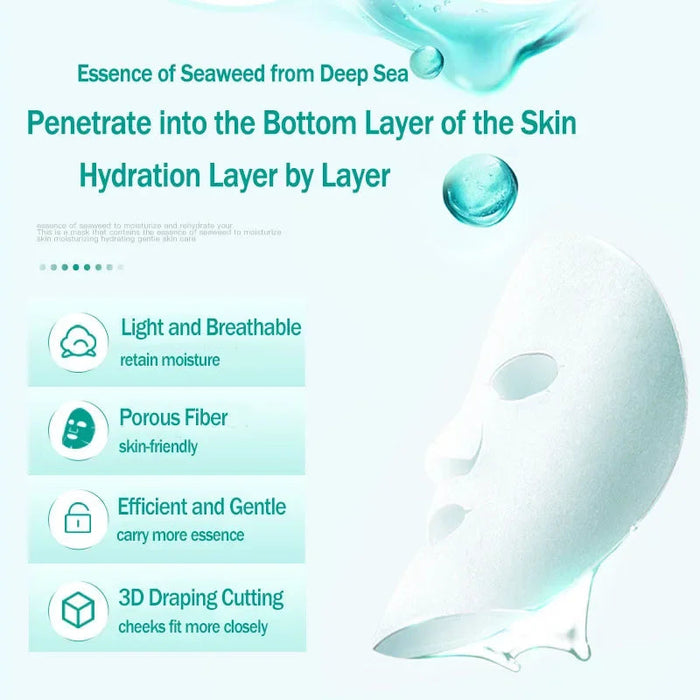 10 Pcs Seaweed Brightening Hydrating Skin Care Oil Control Mask Whitening Shrink Pore Anti Aging Wrinkle Moistuizing Facial Mask-Health Wisdom™
