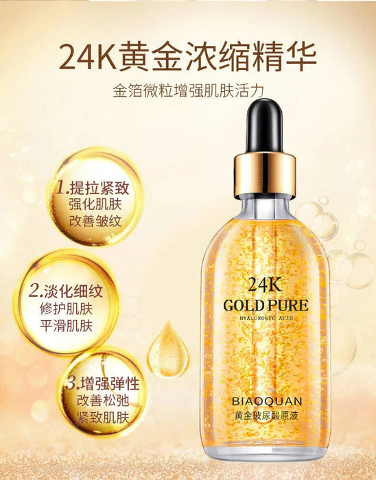 100ml 24k Gold Hyaluronic Acid Nicotinamide Face Serum Anti Aging Facial Lifting Collagen Essence Skin Care Whitening Serum-Health Wisdom™