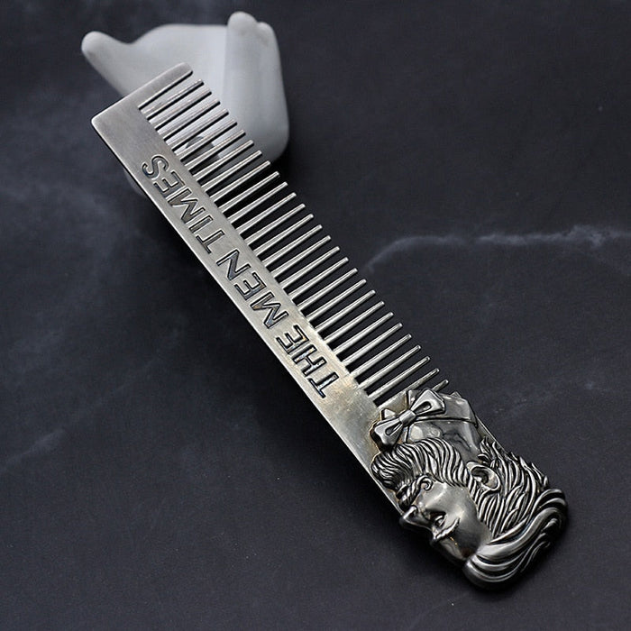 1PC Gentelman Barber Styling Metal Comb Stainless Steel Men Beard Comb Mustache Care Shaping Tools Pocket Size Silver Hair Comb-Health Wisdom™