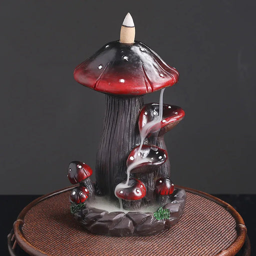1pc, Resin Handicraft Mushroom Desktop Ornament Waterfall Backflow Incense Burner Handmade Censer Home Office Tea House Decorate-Health Wisdom™