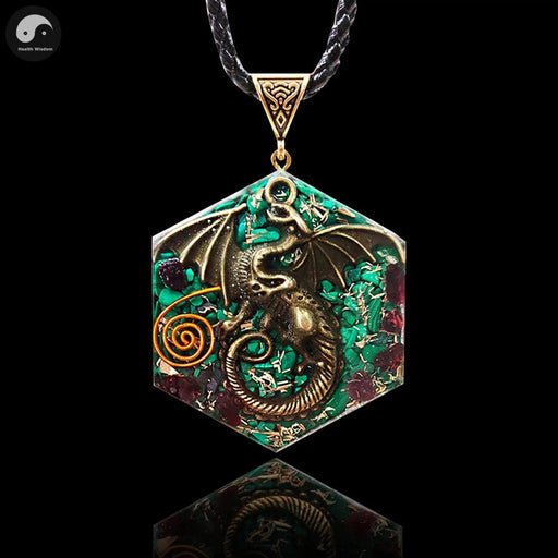 Dragon Necklace Orgone Energy Necklace Malachite Garnet Healing Crystal Orgonite For Emf Protection Amulet Jewelry