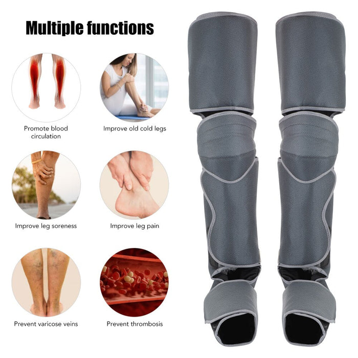 Electric Air Compression Leg Massager Pneumatic Foot and Calf Heated Air Wraps Handheld Controller Muscle Relax Pain Relief-Health Wisdom™