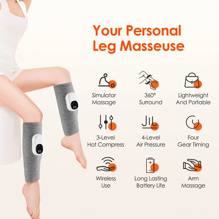 Eletric 360° Pressotherapy Leg Calf Massager Arm Feet 4-level Air Pressure Airbag Vibration Muscle Relax Pain Relief Recharge-Health Wisdom™