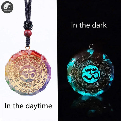 Om Symbol Orgonite Pendant Luminous Sri Yantra Necklace Sacred Geometry Chakra Energy Orgone Necklace Meditation Jewelry