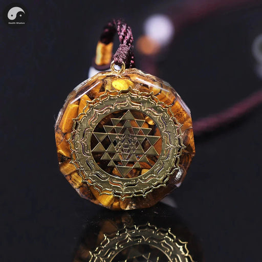 Orgonite Necklace Sri Yantra Pendant Sacred Geometry Tiger Eye Energy Necklace Orgone For Women Men Jewelry