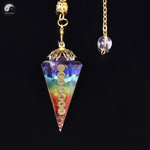 Orgonite Reiki Pendulum 7 Chakra Crystal Amulet Healing Energy Orgone Meditation Hexagonal Pendant