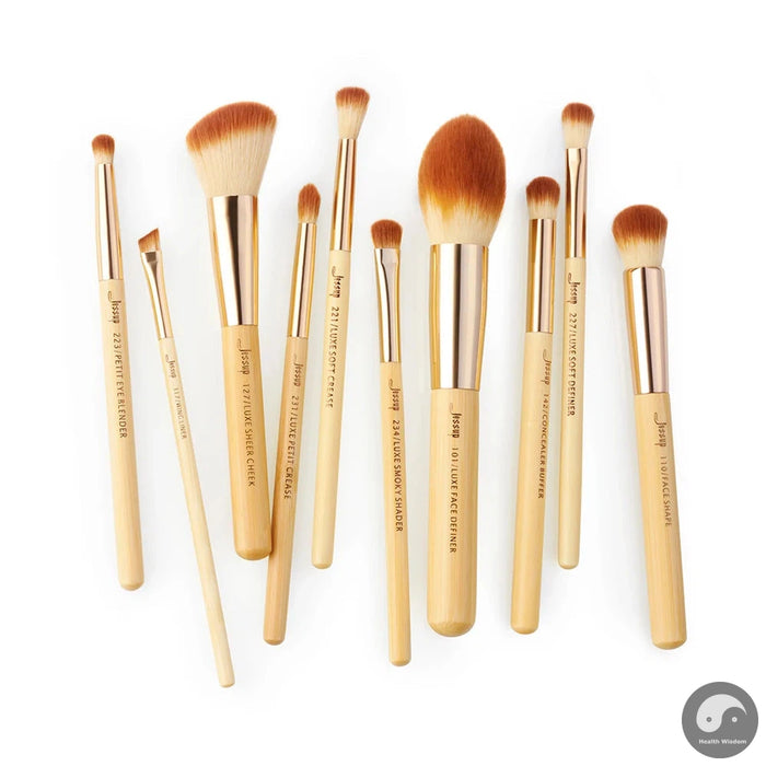 brushes 10pcs Bamboo Professional Makeup Brushes Brush set Beauty Make up Tool kit Foundation Powder Definer Shader Liner-Health Wisdom™
