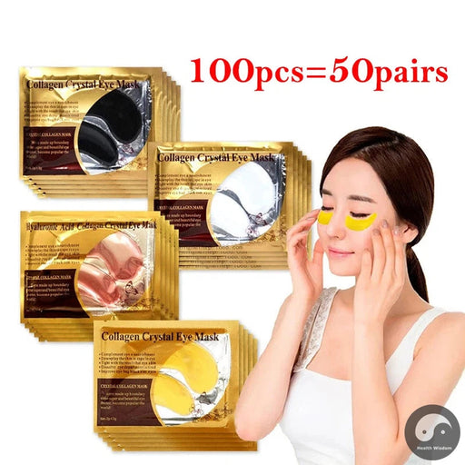 100Pcs=50Pairs Gold Collagen Crystal Eye Mask Anti Wrinkle Eye Patches Moisturizing Nourishing Anti Aging Eyes Care for Beauty