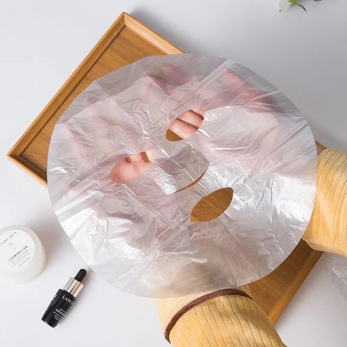 100pcs Disposable Face Mask Paper skincare Plastic PE Film Full Facial Mask Paper Masks Facial Skin Care Beauty Healthy Tools-Health Wisdom™