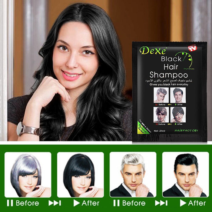 10Pcs 20Pcs Dexe Black Hair Shampoo 5 Mins Dye Hair Into Black Herb Natural Faster Black Hair Restore Colorant Shampoo Treatment-Health Wisdom™
