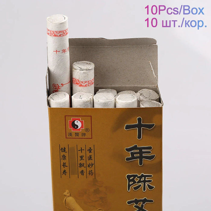 10Pcs Moxibustion Rolls Moxa Sticks with Lower Burning Temperature Warm Acupoint Massage Therapy Chinese Medicine Health Care
