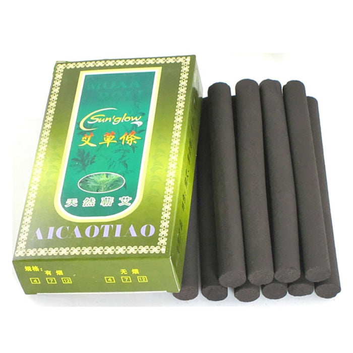 10Pcs Smokeless Moxa Rolls Chinese Traditional Wormwood Mugwort Stick Black Roller Burner Moxibustion Acupuncture Massage