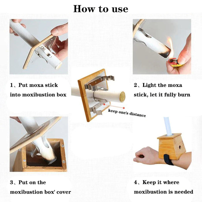 10Pcs Smokeless Moxa Sticks Moxibustion Roll Burner Box Chinese Medicines Moxas Therapy Acupuncture Massage Warm Uterus Health-Health Wisdom™