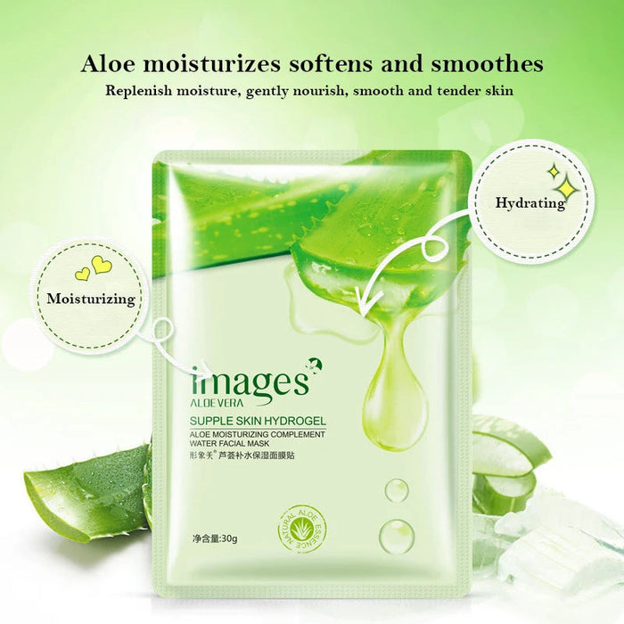 10pcs Aloe Vera Moisturizing Face Mask Natural Aloe Gel Oil Control Shrink Pores Anti Aging Facial Masks Cosmetics Skin Care-Health Wisdom™