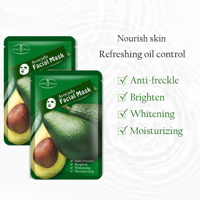 10pcs Avocado Facial Masks Moisturizing Anti-freckle Whitening Skincare Face Mask Facial Sheet Masks for Face Skin Care-Health Wisdom™