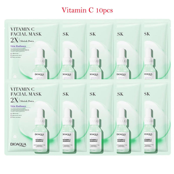 10pcs BIOAQUA Centella Collagen Face Mask Moisturizing Anti-aging Face Sheet Mask Hyaluronic Acid Facial Masks Beauty Skin Care-Health Wisdom™