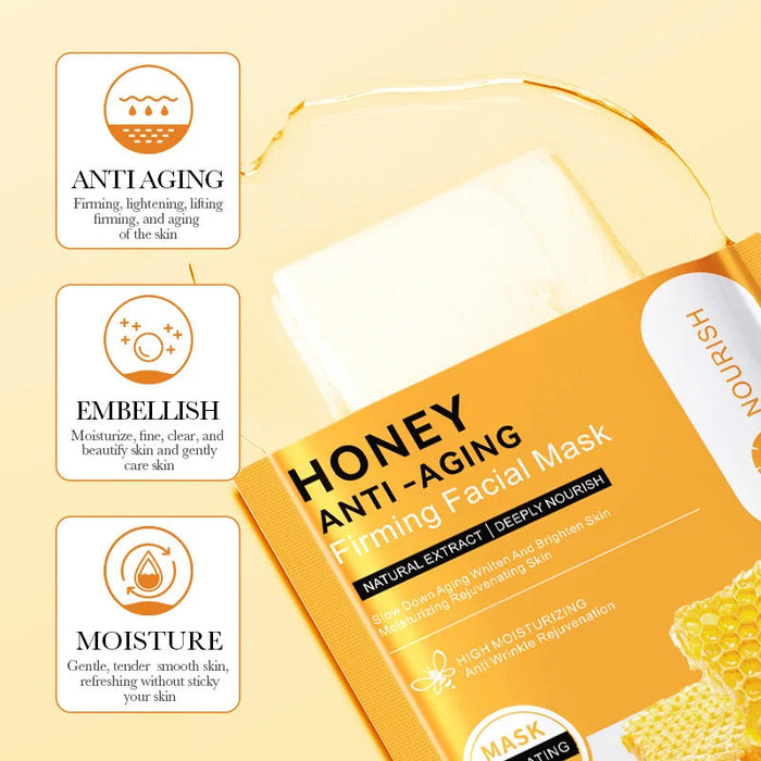 10pcs BIOAQUA Honey Anti-Aging Firming Face Mask Repairing Facial Masks Anti Wrinkle Beauty skincare Masks for Face Skin Care-Health Wisdom™