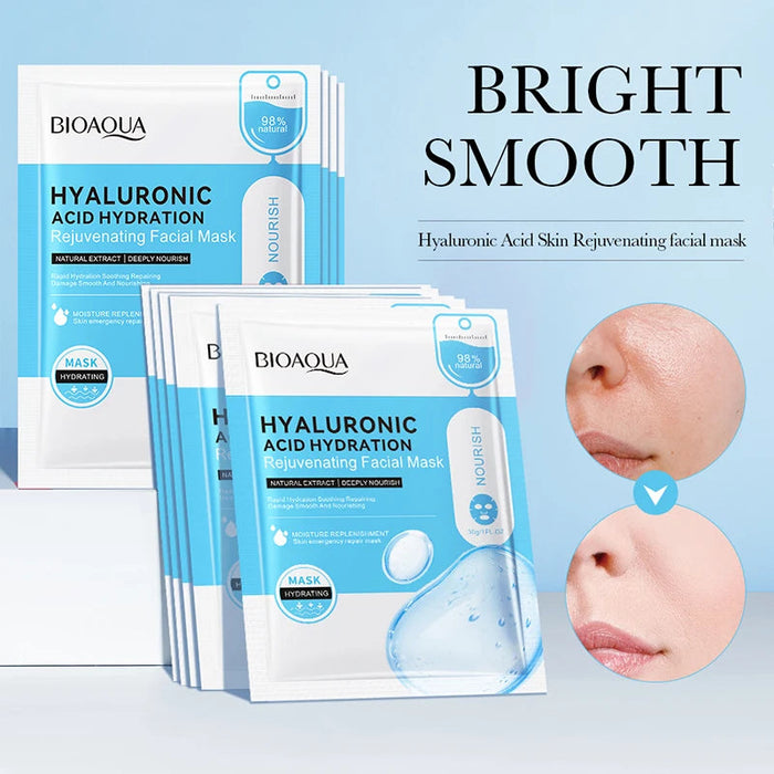 10pcs BIOAQUA Hyaluronic Acid Face Mask skincare Moisturizing Anti Acne Anti-wrinkle Facial Masks Face Sheet Mask Skin Care-Health Wisdom™