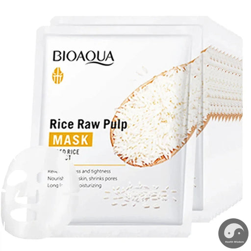 10pcs BIOAQUA Rice Raw Pulp Facial Masks skincare Moisturizing Anti-wrinkle Anti-Aging Face Mask Sheets Mask Korean Skin Care