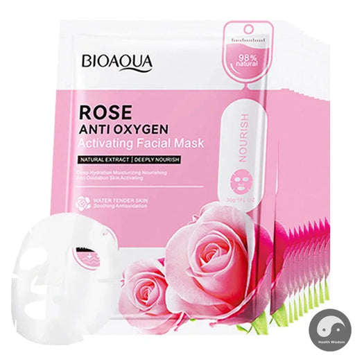 10pcs BIOAQUA Rose Face Mask skincare Moisturizing Brightening Anti-aging Nourishing Facial Masks for Beauty Face Skin Care