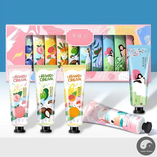 10pcs Boxed Hand Cream Sets Floral Fragrance Fruits Series Hands Skin Moisturizing Anti Crack Hand Lotion For Men And Women