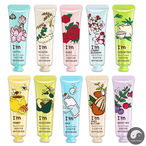 10pcs Fruit Flower Fragrance Hand Cream Moisturizing Refreshing Anti Wrinkle Nourishing Hand Creams Hands Skin Care Products-Health Wisdom™