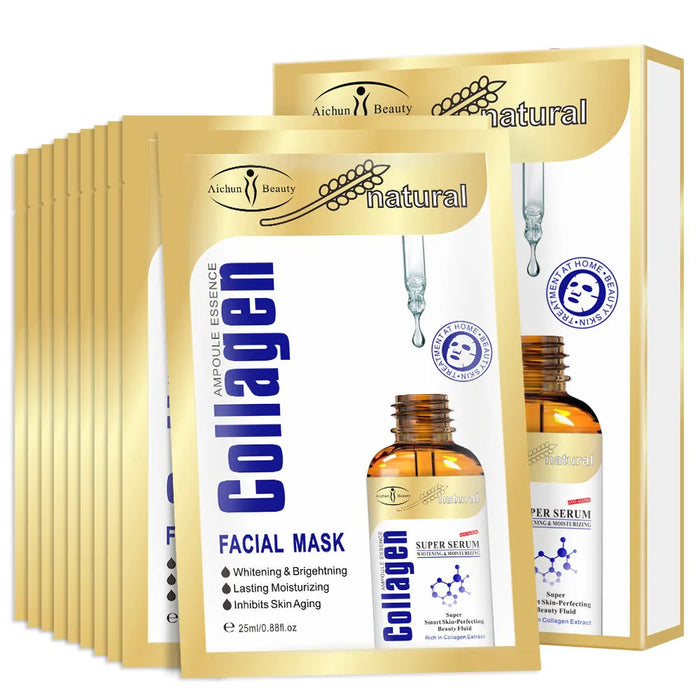 10pcs Hyaluronic Acid Collagen Facial Mask Skincare Face Masks Moisturizing Anti-aging Snail Face Mask Brighten Masks for Beauty-Health Wisdom™