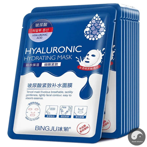 10pcs Hyaluronic Acid Hydrating Facial Mask Sheet Masks for Face Hydrating Shrinking Pores Moisturizing Face Masks Skin Care-Health Wisdom™