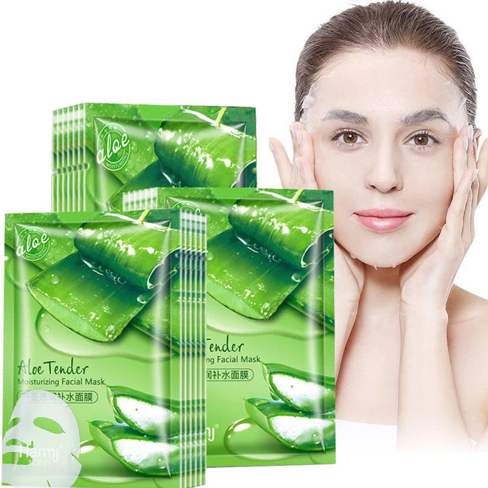 10pcs Natural Aloe Vera Face Masks Skin Care Moisturizing Brightening Korean Mask Face Lifting Visage Facial Mask for Beauty-Health Wisdom™
