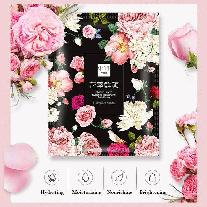 10pcs Natural Flowers Moisturizing Face Masks for Women Face Skin Brighten Hydrating Oil Control Rose Facial Mask Skin Care-Health Wisdom™