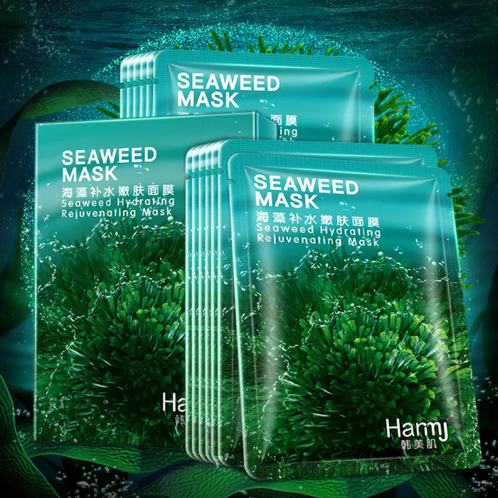 10pcs Seaweed Face Masks 10 Pieces Box Water Replenishment Hyaluronic Acid Moisturizing Facial Mask Skin Care Products Cosmetics-Health Wisdom™