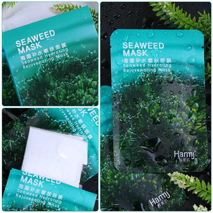 10pcs Seaweed Face Masks 10 Pieces Box Water Replenishment Hyaluronic Acid Moisturizing Facial Mask Skin Care Products Cosmetics-Health Wisdom™