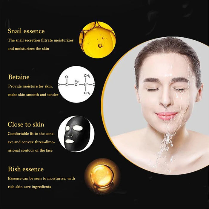 10pcs Snail Essence Black Facial Masks Face Sheet Mask Skincare Moisturizing Cleaning Pore Oil Control Skin Care Face Masks-Health Wisdom™
