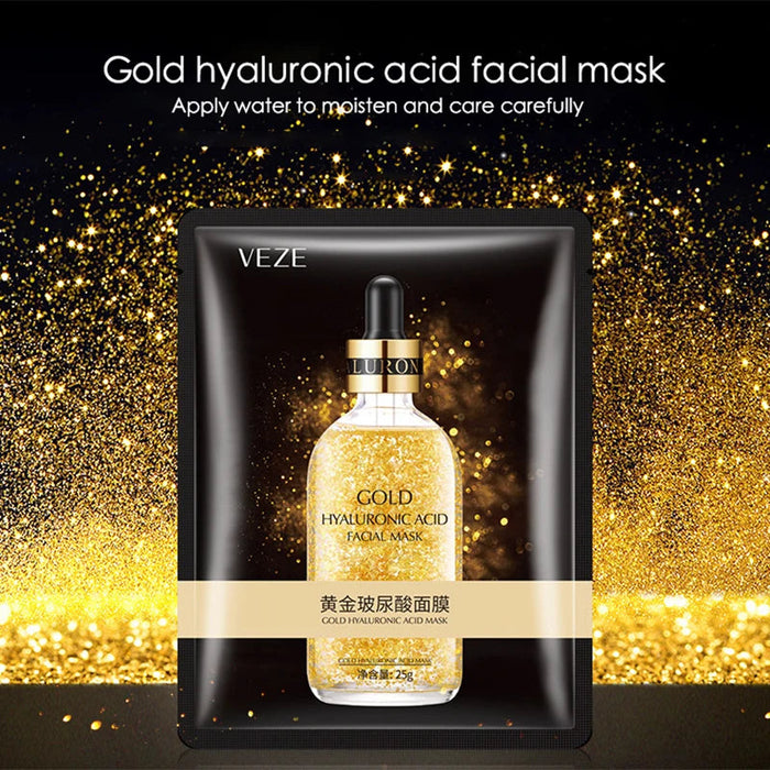 10pcs VENZEN 24K Gold Hyaluronic Acid Facial Masks Moisturizing Anti-wrinkle Anti-aging Face Sheet Mask Face Masks for Skin Care-Health Wisdom™