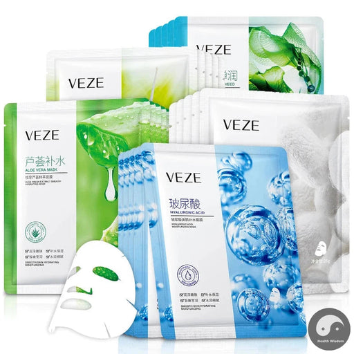 10pcs VENZEN Hyaluronic Acid Face Mask Moisturizing Seaweed Face Sheet Mask Anti Wrinkle Snail Facial Masks Skin Care Products-Health Wisdom™
