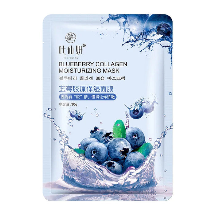12 Pieces Blueberry Facial Masks Aloe Cucumber Peach Fresh Fruit Face Masks Sheets for Beauty Facial Acne Treatment Skin Care-Health Wisdom™