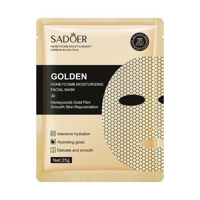 12 Pieces Golden Honeycomb Facial Mask Oil Control Moisturizing Brightening Skin Tone and Soft Skin for All Kinds Skins