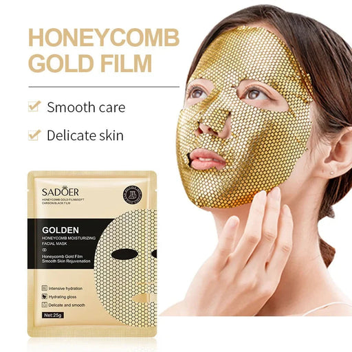 12 Pieces Golden Honeycomb Facial Mask Oil Control Moisturizing Brightening Skin Tone and Soft Skin for All Kinds Skins-Health Wisdom™