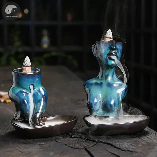 1pc, Body Art Ceramic Handicrafts Home Decorate Backflow Incense Burner Incense Censer (Without Incense)-Health Wisdom™