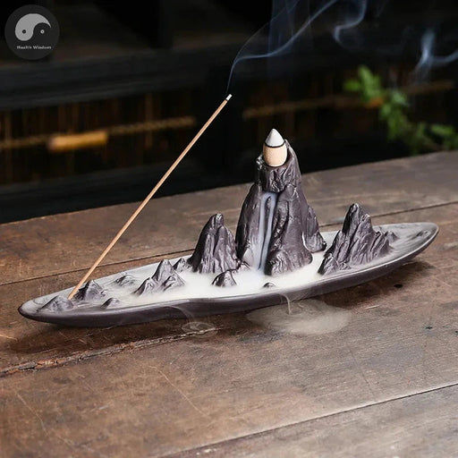 1pc, Ceramic Handicrafts Landscape Mountain Backflow Incense Burner Incense Stick Holder Censer Home Ornament Decor Zen Decor-Health Wisdom™