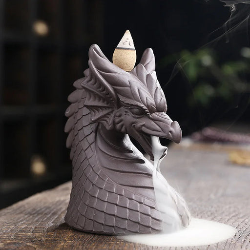 1pc Ceramic Waterfall Incense Burner, Vintage Dragon Backflow Incense Burner,Home Decor Home Aromatherapy Gift (Without Incense)-Health Wisdom™