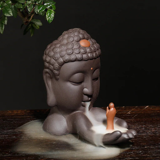 1pc Ceramics Waterfall Incense Burner, Backflow Incense Burner, Buddha Statue Burner Holder, Home Decor, Room Decor,Zen Decor-Health Wisdom™