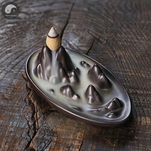 1pc, Creative Ceramic Backflow Incense Burner Mountain Stream Waterfall Incense Holder Zen Burner for Home Decor Without Incense-Health Wisdom™