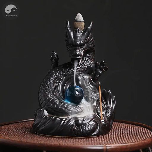 1pc, Dragon Backflow Incense Burner Ceramic Incense Holder, for Home Decor Aromatherapy Relaxation Gifts (Without Incense）-Health Wisdom™