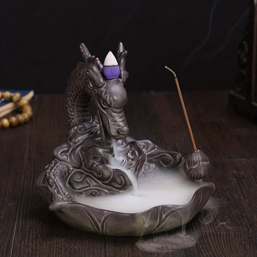 1pc, Dragon Backflow Incense Burner Ceramic Incense Holder for Home Decor Aromatherapy Relaxation Gifts for Home and Office-Health Wisdom™