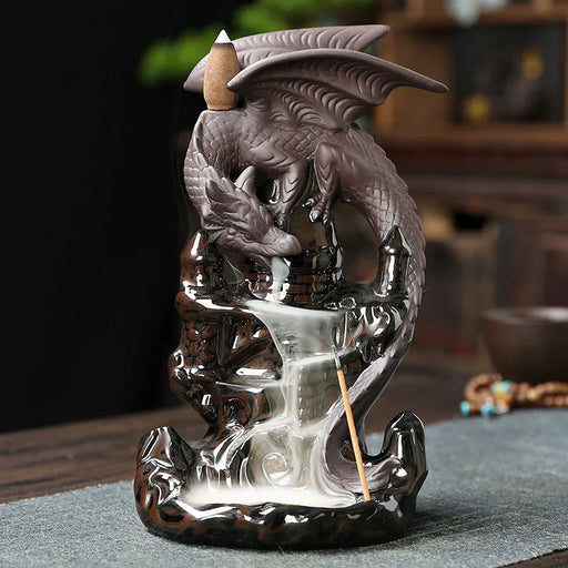 1pc Dragon Ceramic Waterfall Incense Holder - Add A Magical Touch To Your Home Decor! (Without Incense)-Health Wisdom™