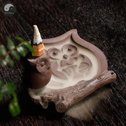 1pc, Handmade Purple Clay Incense Burner The Owl LOVE Backflow Incense Holder Home Decorate Handiwork Ceramic Incense Censer-Health Wisdom™