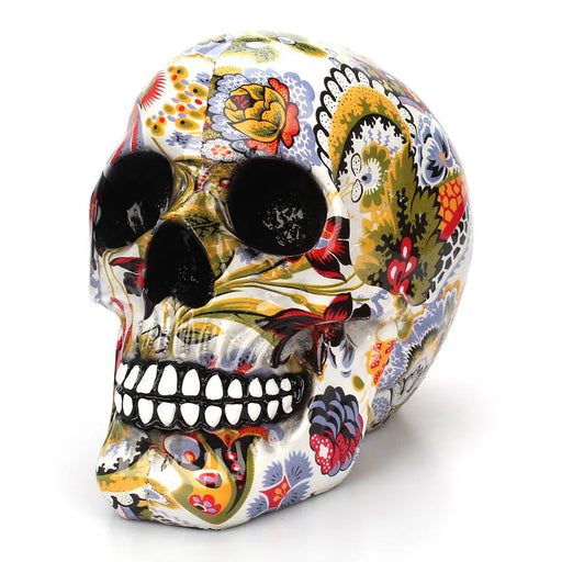 1pc, Horror Skull Decoration Resin Color Flower Painting Halloween Skull Home Bar Table Desktop Decoration Craft Gift-Health Wisdom™