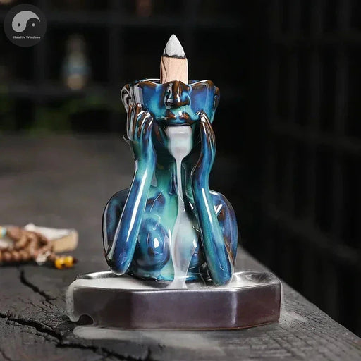1pc, Pretty Woman Ceramic Handicrafts Home Decorate Backflow Incense Burner Incense Censer (Without Incense)-Health Wisdom™