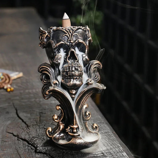 1pc Resin Creative Skull Backflow Incense Burner Aromatherapy For Home Decoration Incense Burner Ornaments (Without Incense)-Health Wisdom™